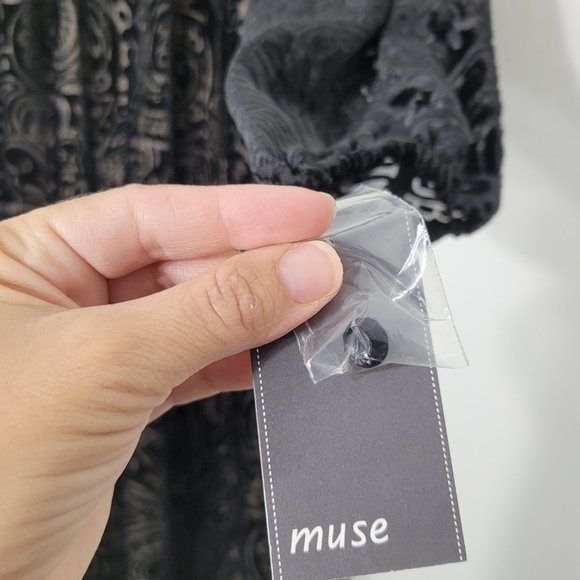 4 Muse Black Velvet Cut Out Dress Lined NWT - Picture 2 of 12